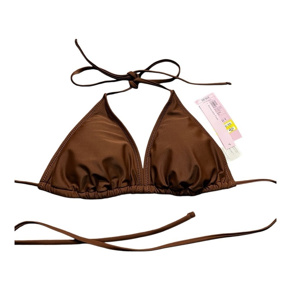 ❤️3/$15 Wild Fable Women’s Thin Strap Brown Bikini Top Size L ( NWT)